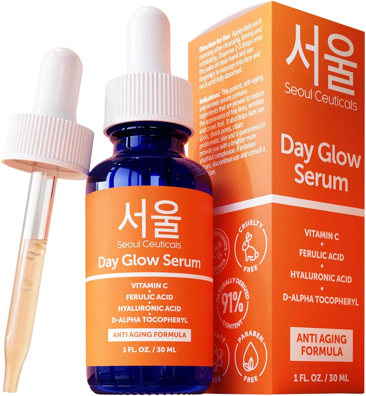 SeoulCeuticals Korean Vitamin C Serum with Hyaluronic Acid